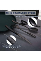 Hammered Silverware Set, 4-Piece Modern Black 18/10 Stainless Steel Flatware Set