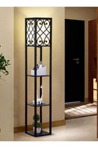 Modern Floor Lamp with Shelves, 3-Tier Display Shelf Lamp with E27 Base, Standing Corner Lamp with Pull Chain