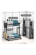2-Tier Foldable Dish Drying Rack Black 14X 10 X 15inch