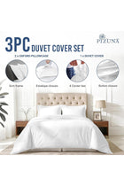 Royale 100% Cotton Double Duvet Cover Set 200x200 cm White, 1000 Thread Count