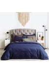 SUSYBAO 3 Pieces Duvet Cover Set 100% Natural Cotton Queen Size Navy Blue
