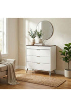 Sparkle 4 Drawers Young Dresser | Durable Kids Vanity Table | Dressing Makeup Desk | Modern Design Bedroom Furniture L80xW39xH87cm - HG White & Dark Brown