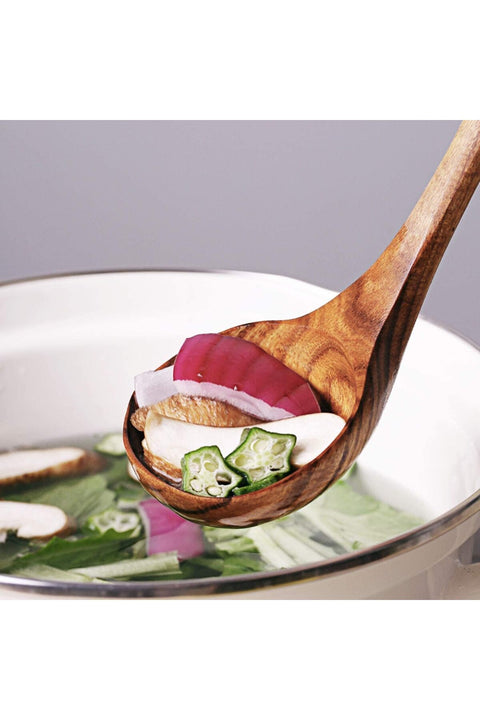 Wooden Cooking Utensils, Natural Nonstick Cooking Utensils Set with Holder