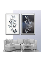 Butterfly Wall Stickers, 72 Pcs 3D Black and White Crystal Wall Decals, Household Creative 3D Double Layer Stereo Wall Sticker, DIY Home Decor Removable Sticker, Bedroom Window Arbitrary Stickers