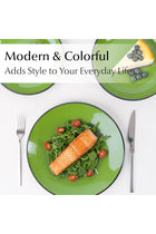 – 6 x Plate/Dinner Plate Set Stoneware Ceramic Tableware Set - Le Papillon Collection (Green, 21 cm)