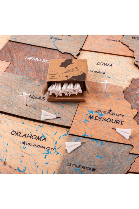 Enjoy The Wood Airplane Push Pins Set for Wooden World Map, Travel Route Marking Accessories for Wall Decor, Must-Have Add-On for Travelers and Gift Idea UAE