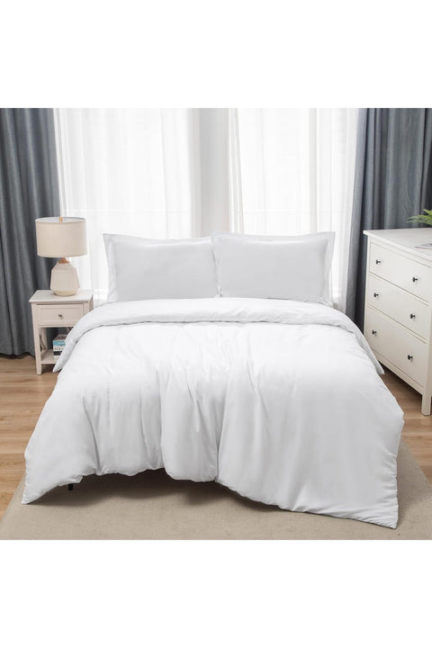 Bedding Duvet Cover Double Size Set- 1PC Duvet Cover 170x220CM / 2PC-Pillow Shams 50x75CM (White, Double)