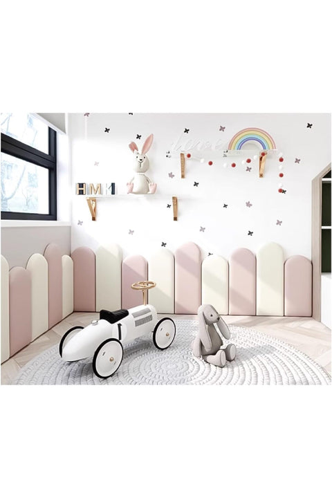 3D Anti-Collision Wall Padding For Kids, Technical Cloth Fabric Waterproof Wall Stickers, Bedside Protective Self-Adhesive Soft Wall Mat For Bedroom (Color : Pink, Size : 20x50cm)