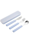 Flatware Set Children Utensils Set 18/10 Stainless Steel Child Silverware Knife Spoon Fork Set with Travel Case for Kids Lunch Box 3-Piece (Blue)