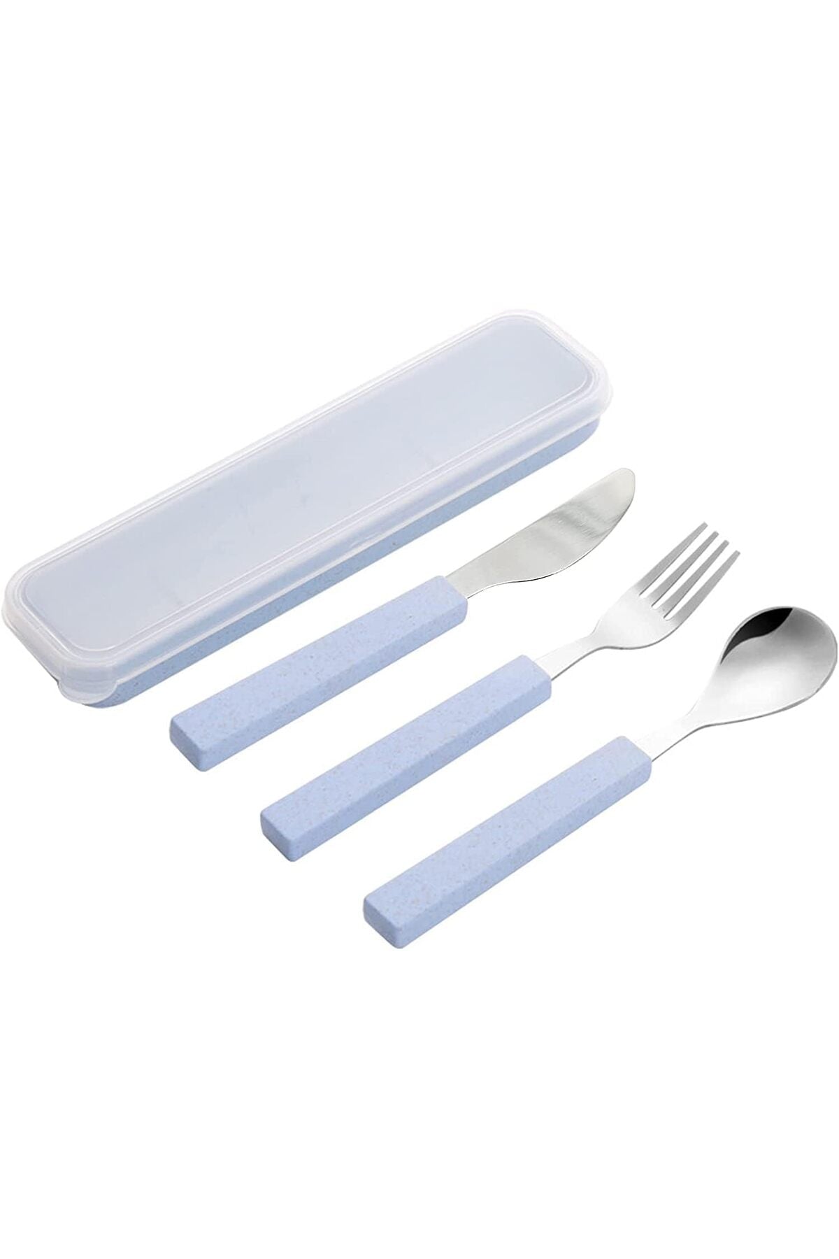 Flatware Set Children Utensils Set 18/10 Stainless Steel Child Silverware Knife Spoon Fork Set with Travel Case for Kids Lunch Box 3-Piece (Blue)