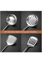 304 Stainless Steel Kitchen Utensils Set, 4 Piece Long Cooking Tools with Wooden Handles, Heat Resistant Cooking Set, Dishwasher Safe