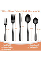 20 Pcs Black Silverware Set, Food-Grade Stainless Steel Flatware Set for 4, Square Cutlery Set