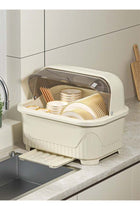 Drying Rack Storage Box Large Dish Racks Organizers with Cover Lid and Drainboard, Tableware Storage Box for Kitchen Counter Cabinets Space Saver Organizer Multifunctional Kitchen Counter Organ