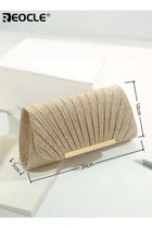 Women's Elegant Evening Clutch with Embellishment and Pleated Design Ladies Chain Wallet with Fashionable Detail for Dance Party Events