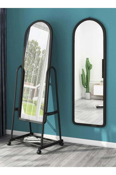 Dressing Mirror With Stand Holder Full Length Mirror Dressing Mirror, Full Body Mirror for Living room, Bedroom Black/White 124x40x6cm