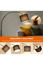 SKY-TOUCH Arc Floor Lamp : Dimmable Black Standing Lamp with Adjustable Height Modern Marble Base Standing Hanging Light with Adjustable Hanging Shade for Reading Living Room Bedroom Office (Black)