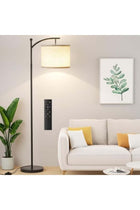 FUOE Floor Lamp with Remote Control 3 Color Temperatures, Adjustable Linen Shade, Tall Lamps for Living Room