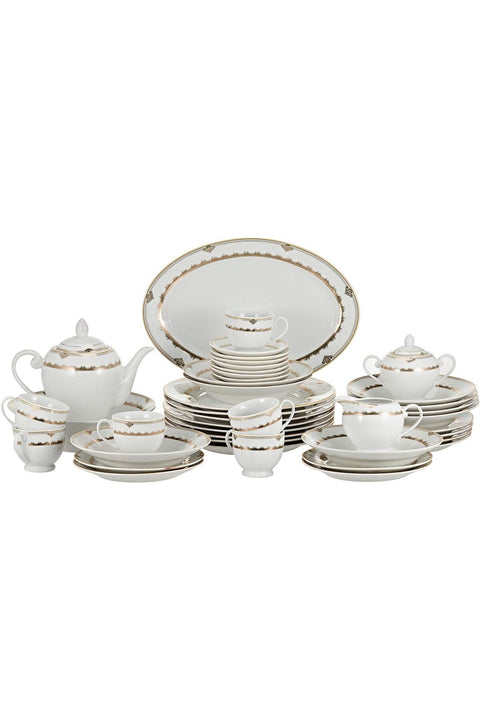 47 Pieces Decal Round Dinner Set, White, W 46.0 x H 34.0 D 31.0 cm