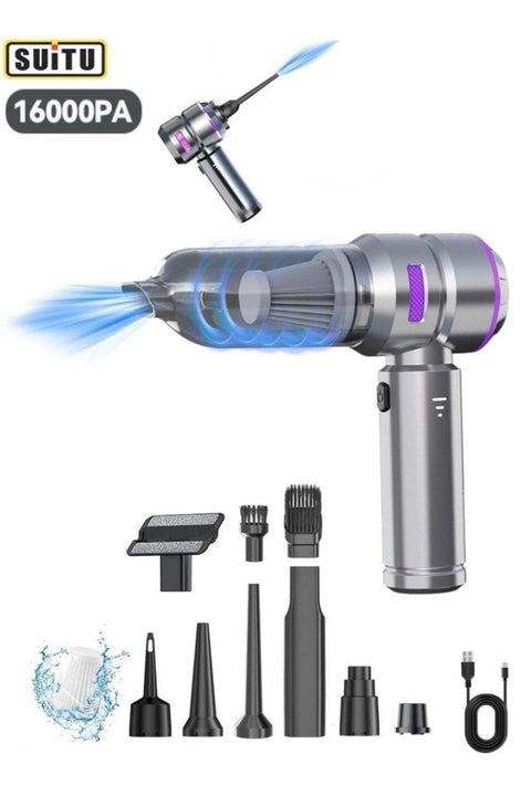 Handheld Vacuum Cleaner, 16000Pa Car Vacuum Cleaner, 100W Portable Mini Cordless Vacuum Cleaner, Rechargeable USB Vacuum Cleaner, 3 Speeds, with Multiple Nozzles, for Car, Office, and Home