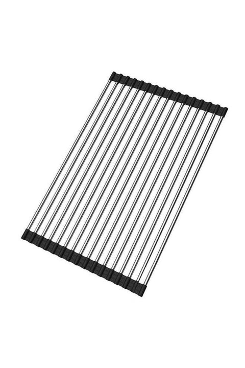 Foldable Dish Drying Rack Black/Silver 16.9 x 10.2inch