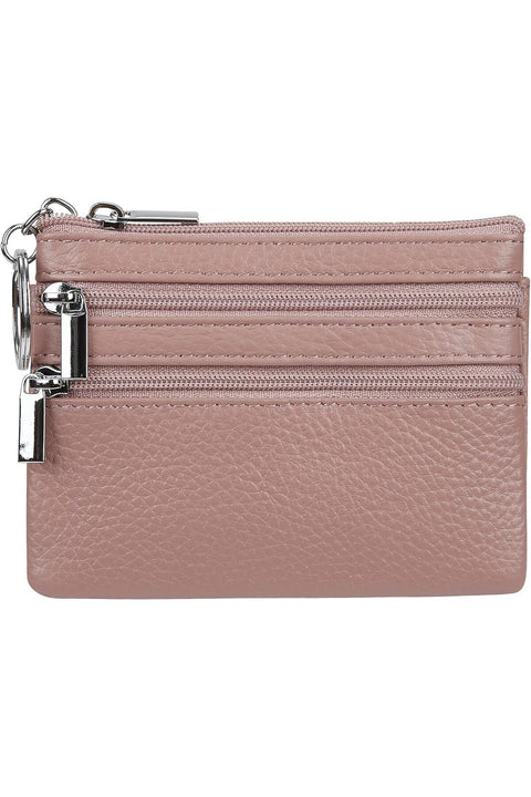 Genuine Leather Purse for Women with Keyring