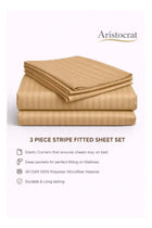 3-Piece Striped Microfiber Fitted Sheet Set Queen 150x200cm – Soft Elastic Deep Pocket 17cm Bedsheet