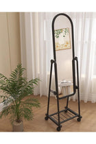Rolling Full Length Mirror with Shelf, Standing Full Body Mirror Angle Adjustable Floor Dressing Mirror with Wheels for Home, Studio, Store, 35×160CM (Black)