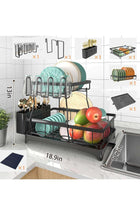 Dish Drying Rack for Kitchen Counter Expandable 2 Tier Dish Rack Large Capacity Dish Drainer with Drainboard Multifunctional Dish Strainer with Removable Cutlery Holder