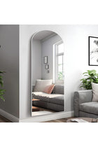 Arched Full Length Mirror, 160x60cm Arch Floor Mirror with Stand, Full Length Mirror Wall Mirror Hanging or Leaning Arched-Top Full Body Mirror for Bedroom (White, 160x60cm (63"x23.6"))