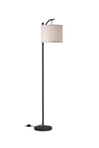 Modern Retro Atmosphere Standing Floor Lamp LED Three-Color Adjustable Hanging Linen Lampshade