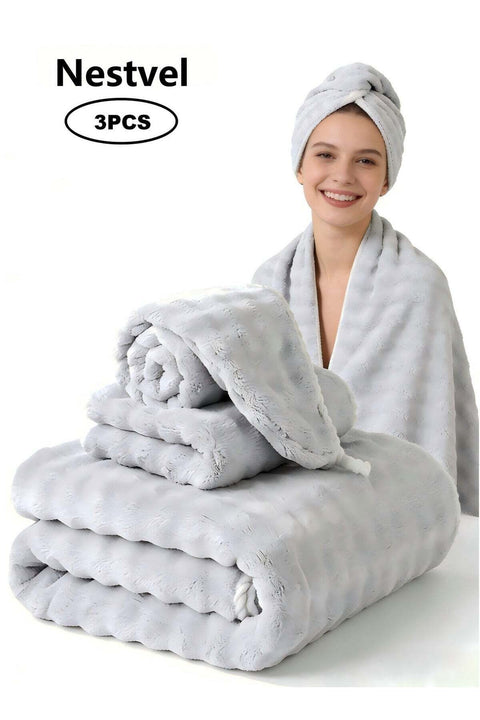 Nestvel Bath Towel Large,Bath Towel Set -3PCS Includes ( 90*170CM )Bath Towel,(35*75CM) Hand Towel,(25*65CM) Hair Towel,Quick Dry Highly Absorbent Thick Bathroom Soft Hotel Towels for Bath And Spa,Bat