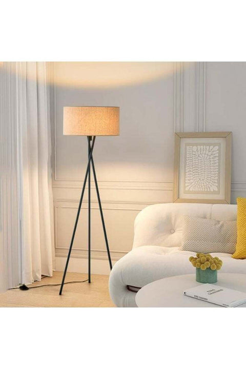 Floor Lamp for Living Room with 3 Color Temperatures, Modern Tripod Floor Lamp with Fabric Lampshade & Foot Switch, Standing Light Tall Industrial Floor Light