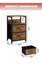 3-Tier Nightstand Side Table with 2 Fabric Drawers Home Bedside Table End Coffee Table for Bedroom 45*30*73cm Brown