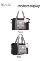 Large Capacity Color Block Tote Daily School Travel Adjustable Detachable Strap Backpack (With Doll And Badge)