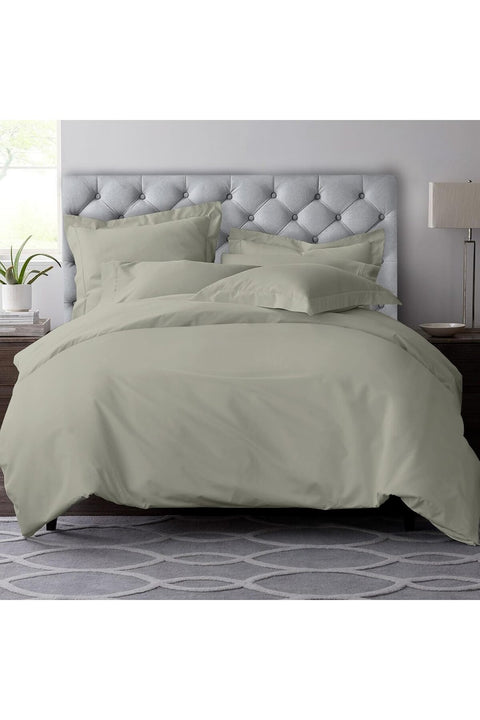 Deluxe 100% Cotton Double Duvet Cover Set 200x200 cm Silver, 600 Thread Count Crispy Soft Long Staple Cotton Sateen Weave