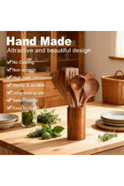 SKY-TOUCH Wooden Kitchen Utensils Set, 6 Pcs Wooden Utensils for Cooking with Utensil Holder