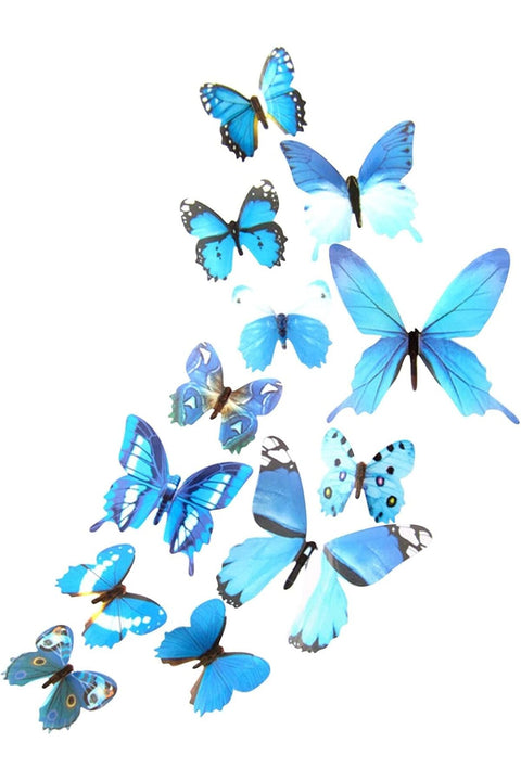 12PCS of 3D Butterfly stylish and elegant Wall Stickers for all of your decoration needs (blue)