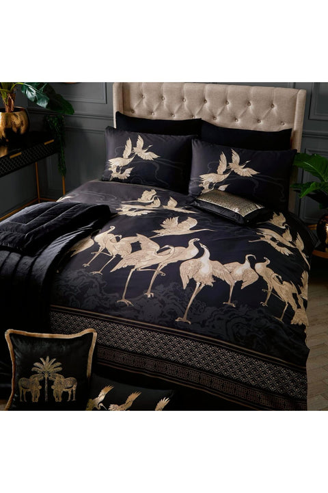 Laurence Llewelyn-Bowen - Kireina - 100% Cotton Duvet Cover Set - Double Bed Size in Black/Gold