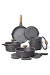 24-Piece Nonstick Cookware Set with Detachable Handle, Stackable Pots & Pans, Black