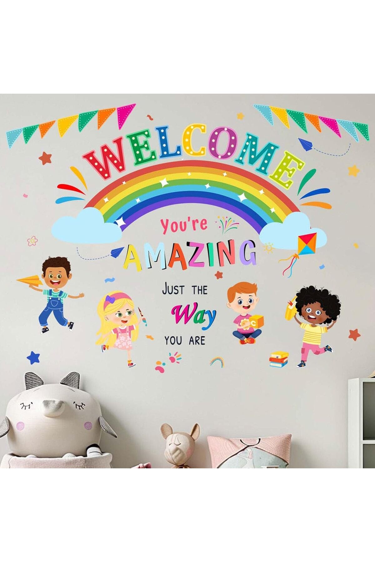 You are Amazing Inspirational Quotes Classroom Wall Stickers - Reading Corner Rainbow Wall Decals - Nursery Kids Room Daycare Playroom Classroom Wall Decor