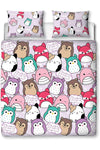 Squishmallows Official Double Duvet Cover Set, Bright Design | Reversible 2 Sided Squish Squad Bedding