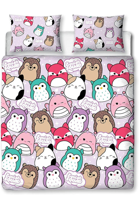 Squishmallows Official Double Duvet Cover Set, Bright Design | Reversible 2 Sided Squish Squad Bedding