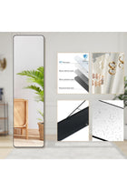SKY-TOUCH Full Length Mirror 151x42cm, Floor Mirrors with Aluminum Alloy Frame Free-Standing Leaning Large Bedroom Dressing Mirror, Full Body Mirror with Stand for Living Room,Bedroom,Black