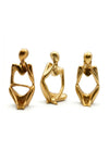 Beram Gold Thinker Statue Set of 3 Left Right and Middle Abstract Resin Sculptures Modern Matte Gold Thinker Figurines for Home Décor Office Desk Bookshelf Living Room Art Display