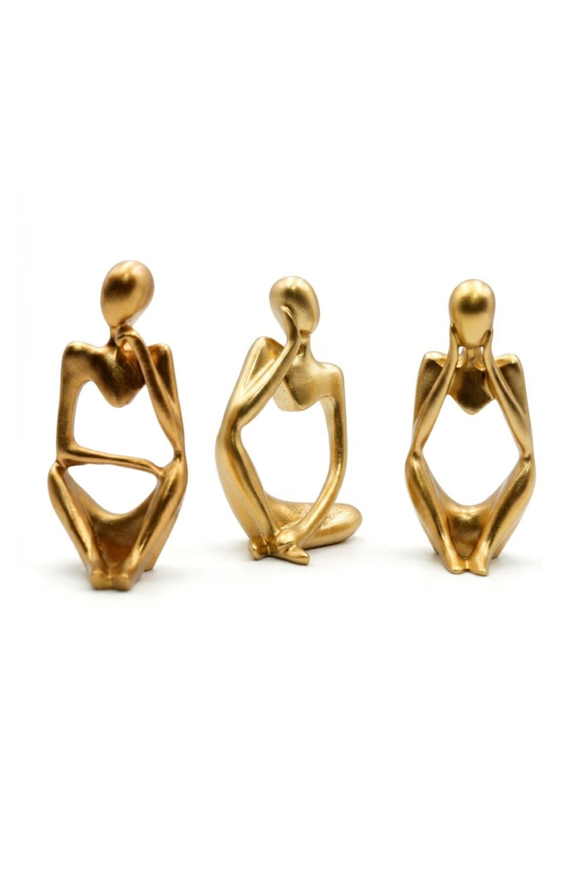 Beram Gold Thinker Statue Set of 3 Left Right and Middle Abstract Resin Sculptures Modern Matte Gold Thinker Figurines for Home Décor Office Desk Bookshelf Living Room Art Display
