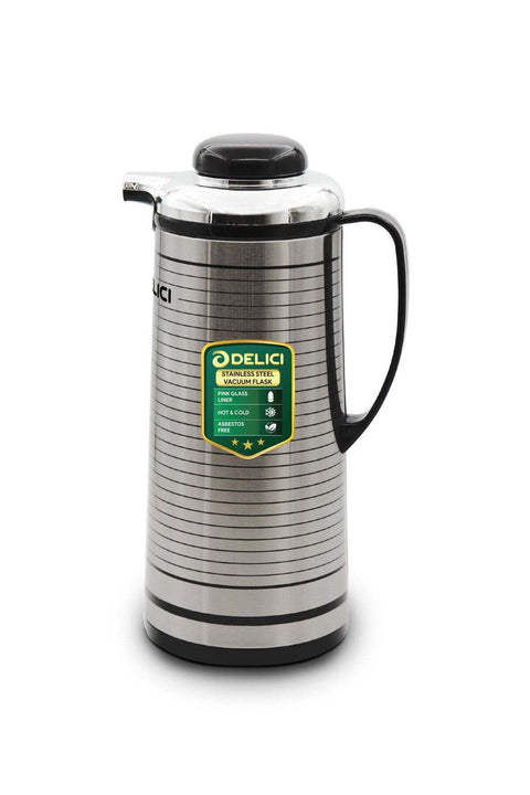 Glass Liner Vacuum Flask (DGFK 1900), 1.9Liters Capacity, Vacuum Insulation, Stainless Steel Body