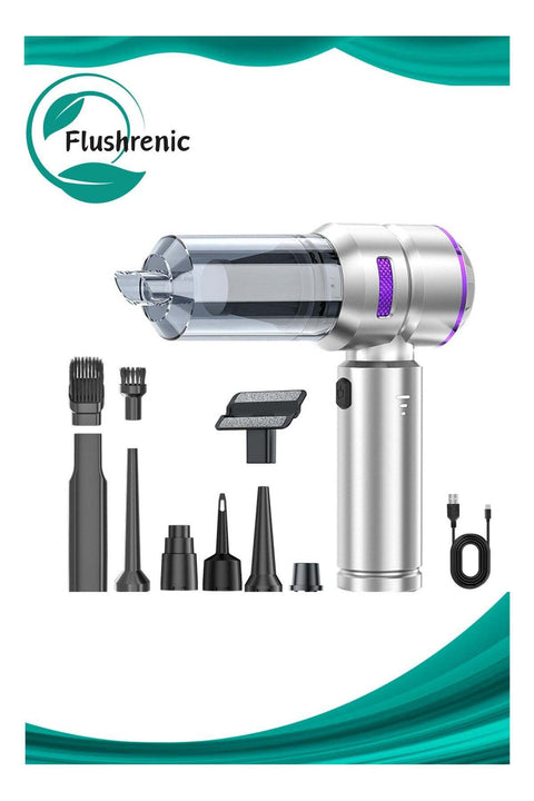 Car vacuum cleaner, 3 suction modes, portable mini cordless vacuum cleaner, suction power 16000pa, Type-C charging, home handheld vacuum cleaner, car, desk, keyboard (bright purple)