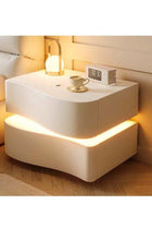 Set of 2 Modern High Gloss One Touch Switch Night Light LED Nightstand with 2 Storage Drawers Solid Wood Bedside End Table Furniture 50x40.5x50 cm (Fully Assembled)