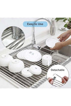 Over The Sink Dish Drying Rack, Roll up Sink Dish Drainer Rack Multipurpose Foldable Kitchen Stainless Steel Dish Rack Drying Rack