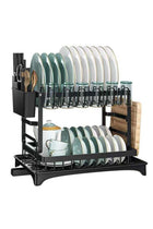 2 Tiers Dish Drying Rack with Rotatable Drainage System Stainless Steel Kitchen Dish Drying Rack Holder Scratch Resistant Frosted Baking Process Coatings